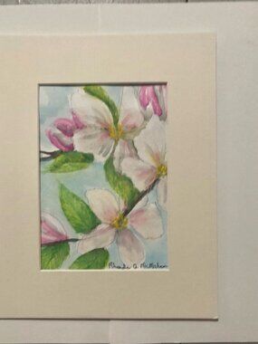 Watercolor Painting of Apple Blossoms